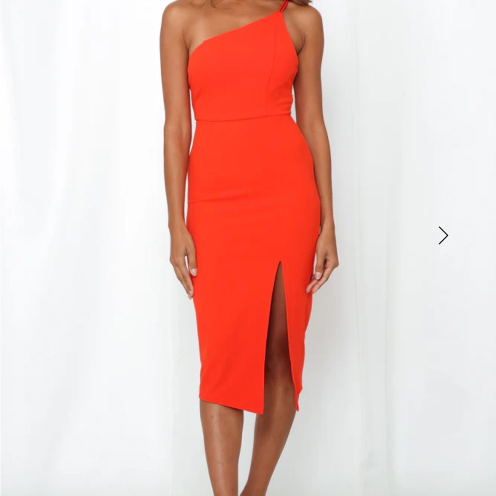 Elegant One-Shoulder orange Dress